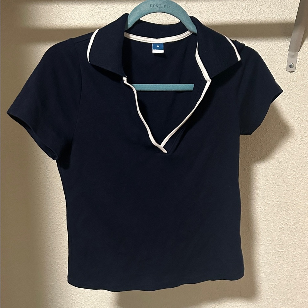 Old Navy Navy Blue Top with White Trim